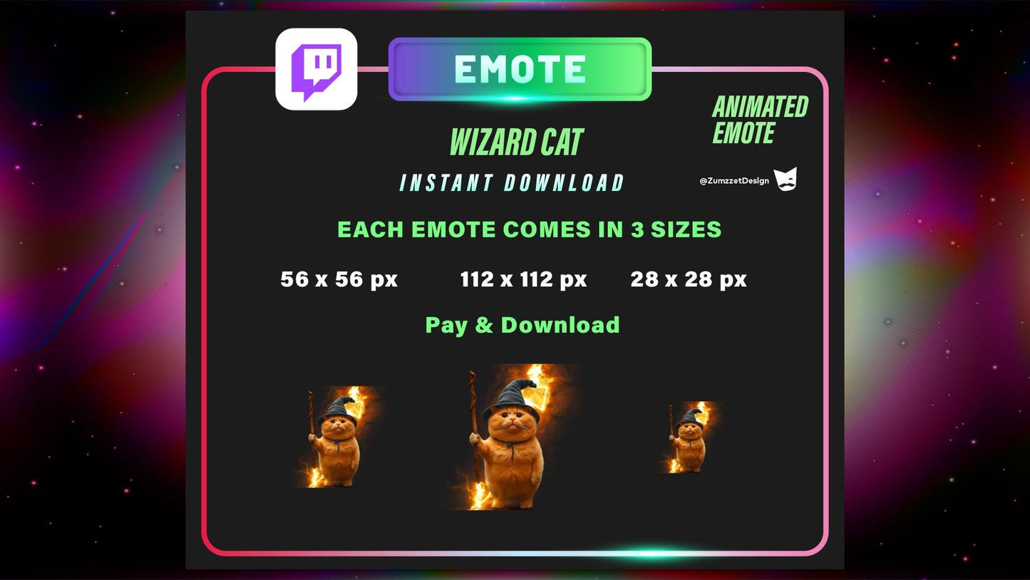ANIMATED Wizard Cat Twitch, Streamer, Gaming, Streaming, Stream Emotes, Halloween Emote, Spooky Emote