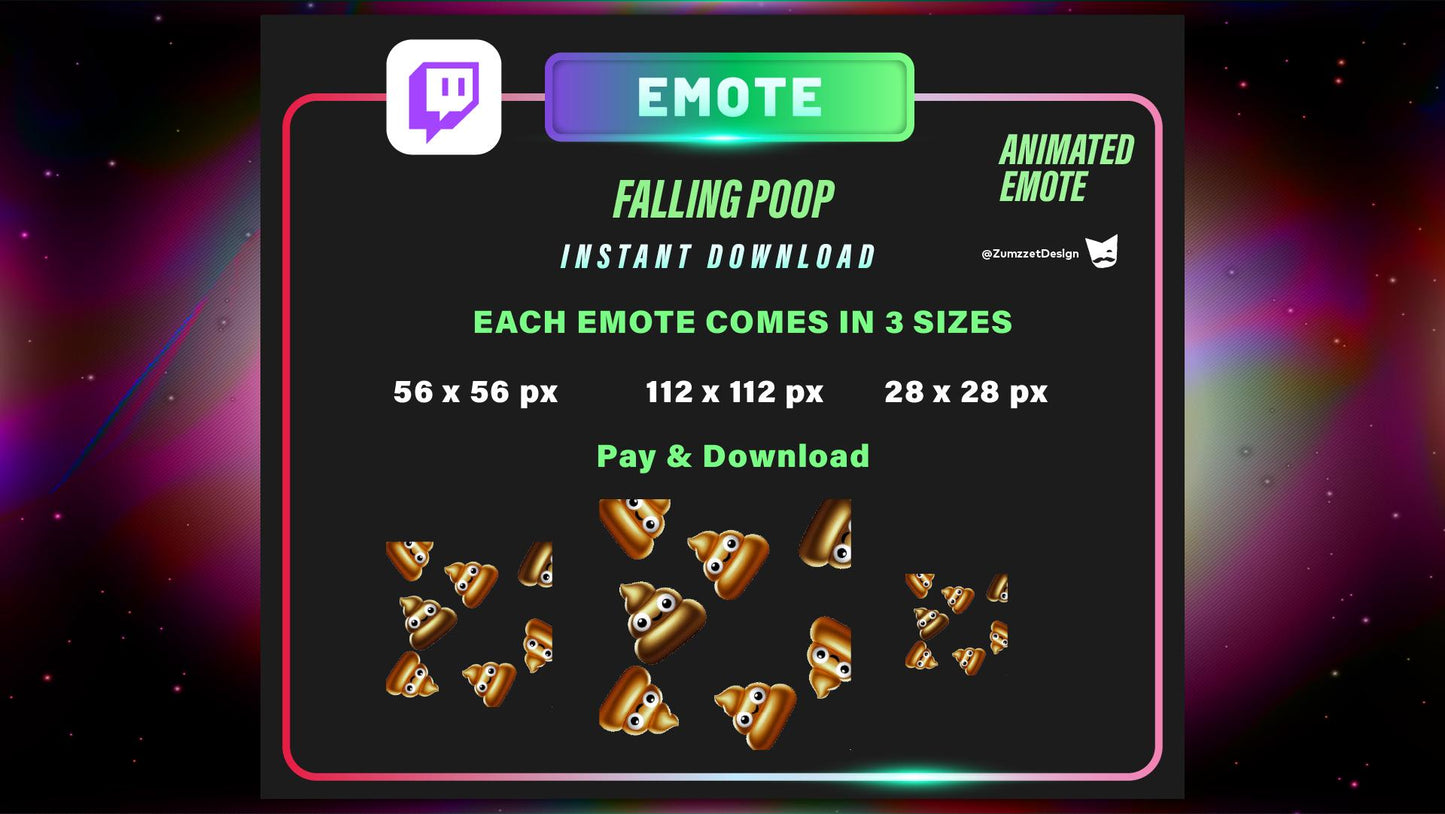 ANIMATED Falling Poop Emote, Cute Poop Emote for Twitch, Streamer, Gaming, Streaming, Stream Emotes, Funny Emote