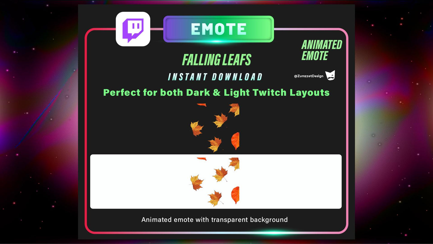 ANIMATED Falling Leaves Emote for Twitch, Streamer, Gaming, Streaming, Stream Emotes, Cute Emote, Fun Emote, Fall Emote