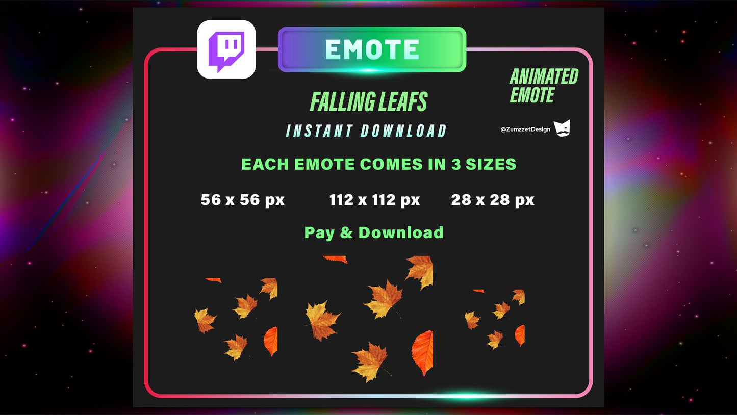 ANIMATED Falling Leaves Emote for Twitch, Streamer, Gaming, Streaming, Stream Emotes, Cute Emote, Fun Emote, Fall Emote