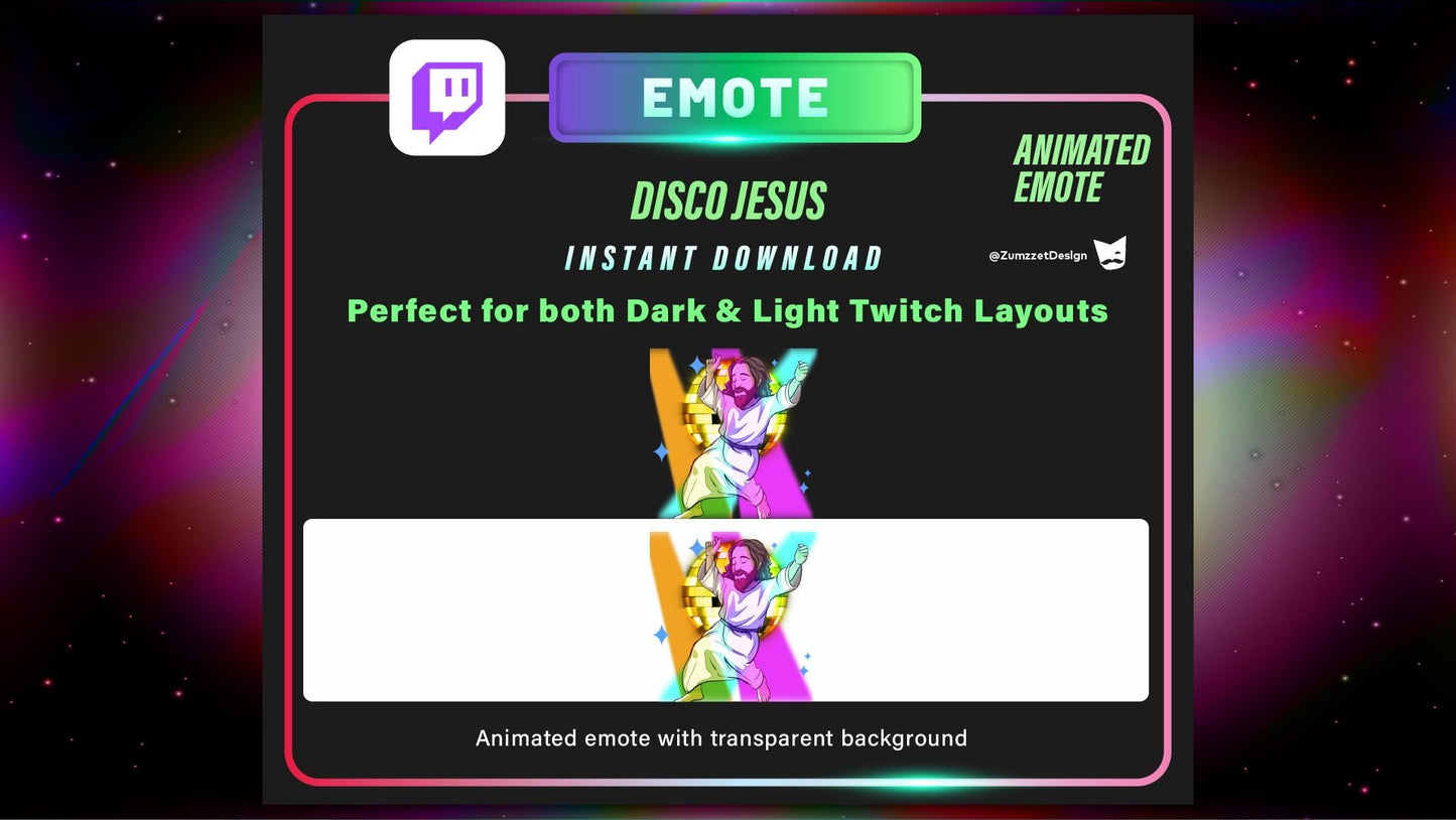ANIMATED Dancing Jesus Emote for Twitch, Streamer, Gaming, Streaming, Stream Emotes, God Emotes, Disco Emote, Music Emote, Rave Emote
