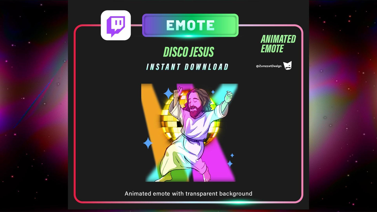 ANIMATED Dancing Jesus Emote for Twitch, Streamer, Gaming, Streaming, Stream Emotes, God Emotes, Disco Emote, Music Emote, Rave Emote