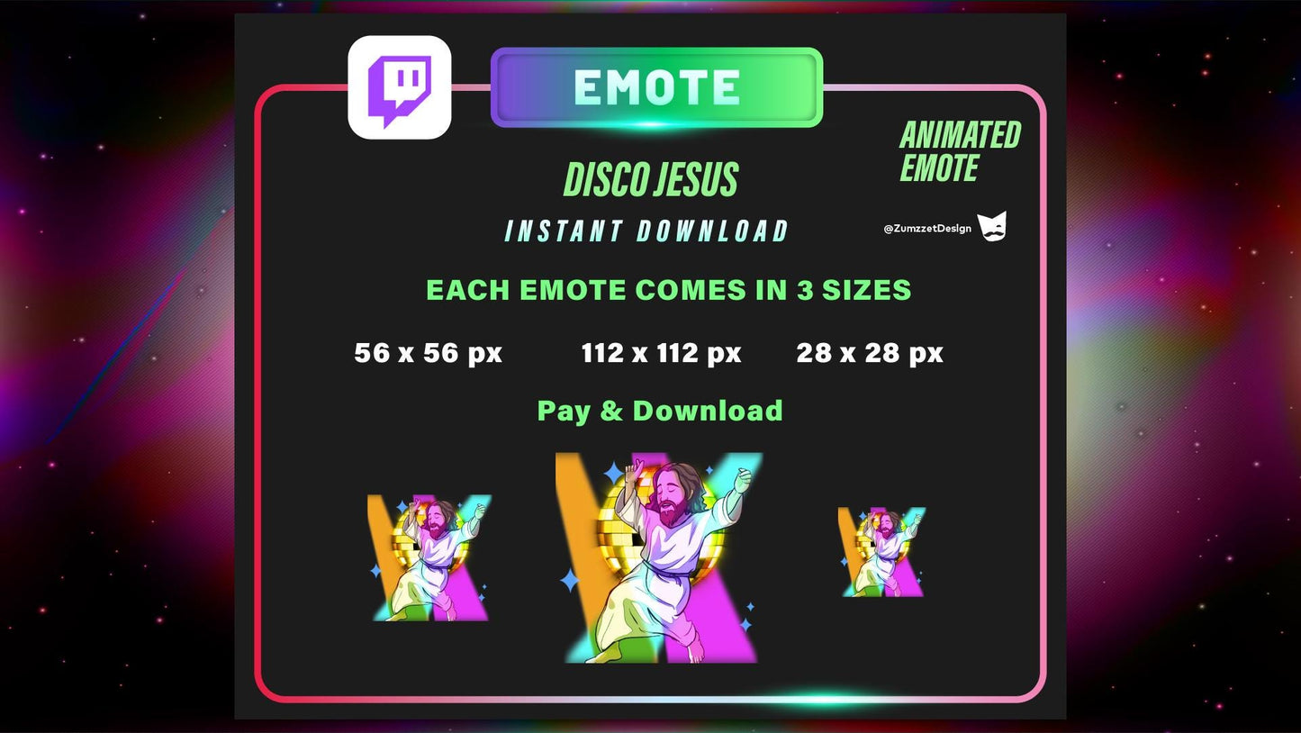 ANIMATED Dancing Jesus Emote for Twitch, Streamer, Gaming, Streaming, Stream Emotes, God Emotes, Disco Emote, Music Emote, Rave Emote