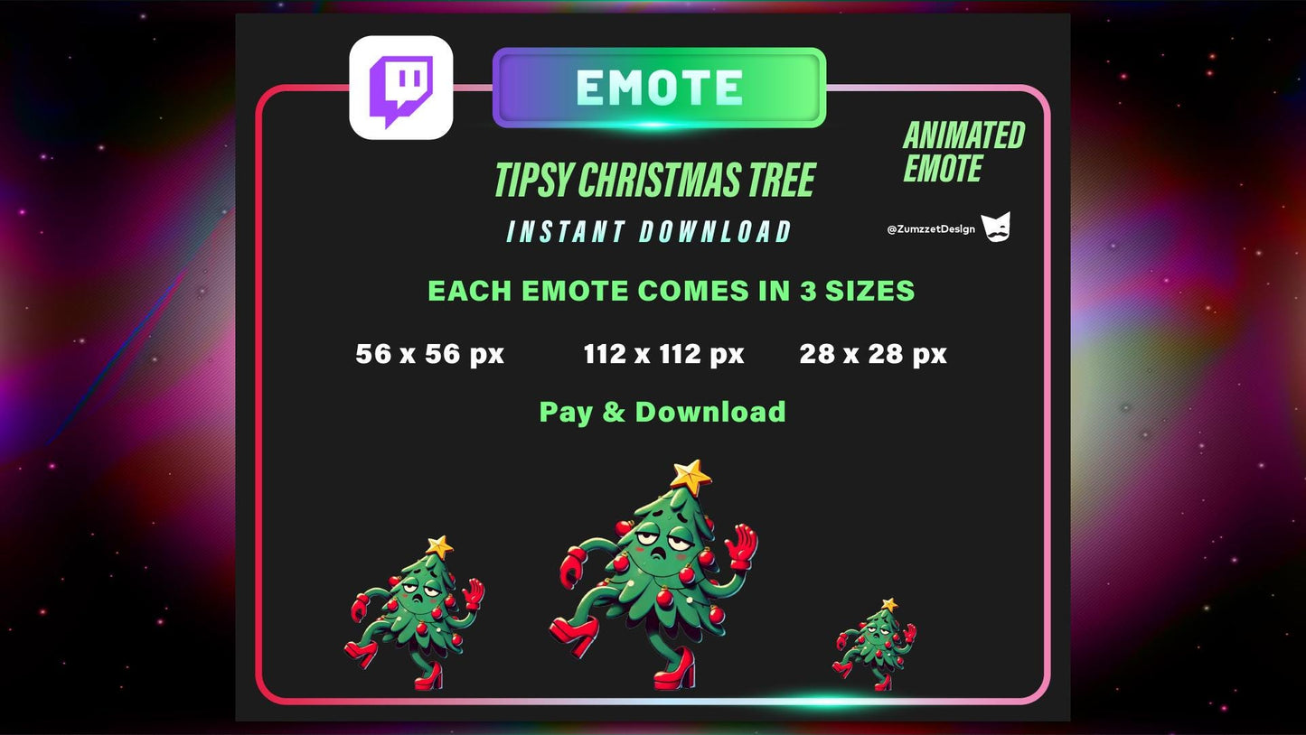 ANIMATED Xmas Tree for Twitch, Streamer, Gaming, Streaming,Stream Emotes, Christmas Emote, Winter Emote, Holiday Emote