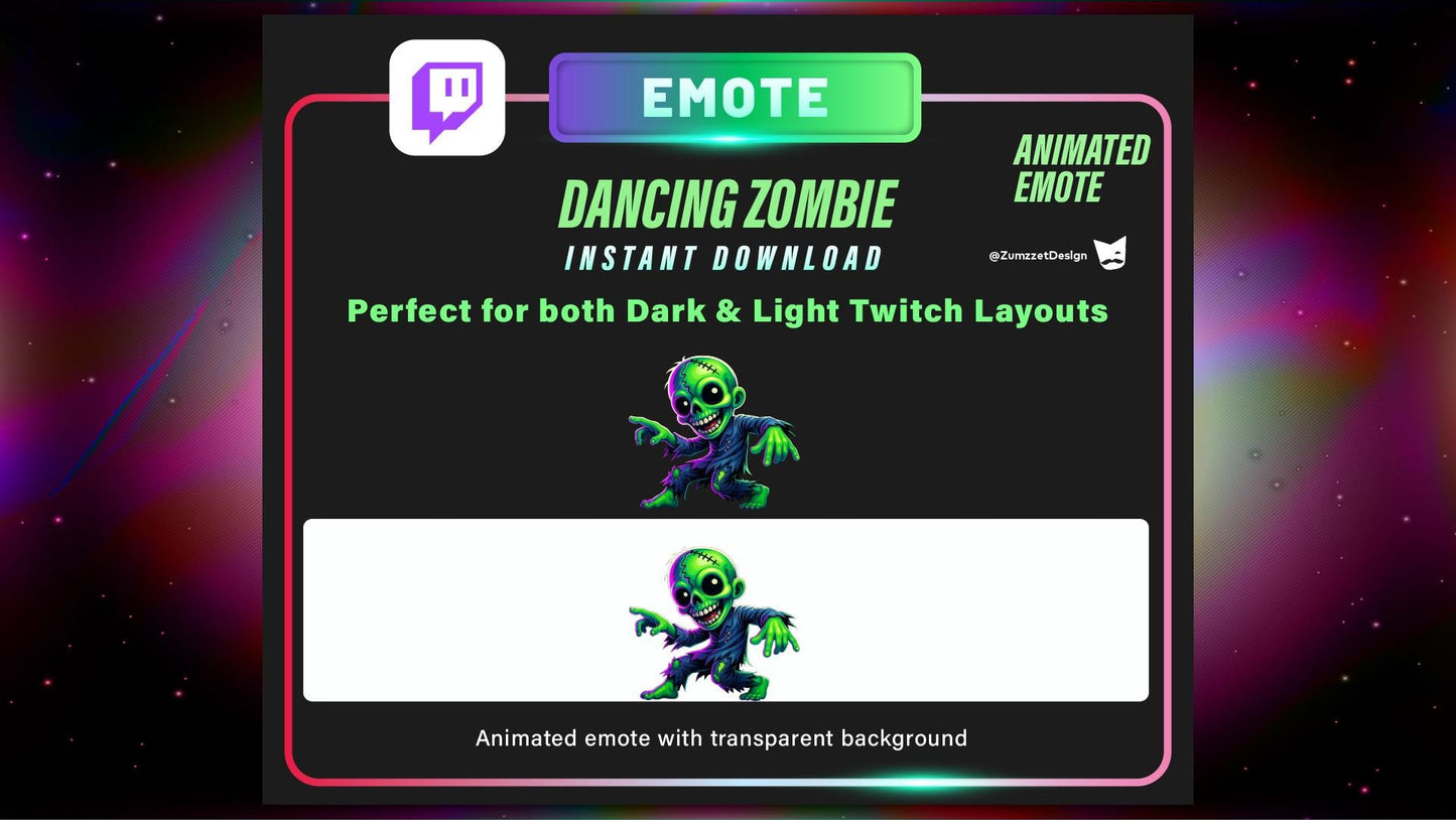 ANIMATED Dancing Zombie Emote for Twitch, Streaming Emotes, Gamer Emotes, Halloween Emote, Rave Emote, Party Emotes