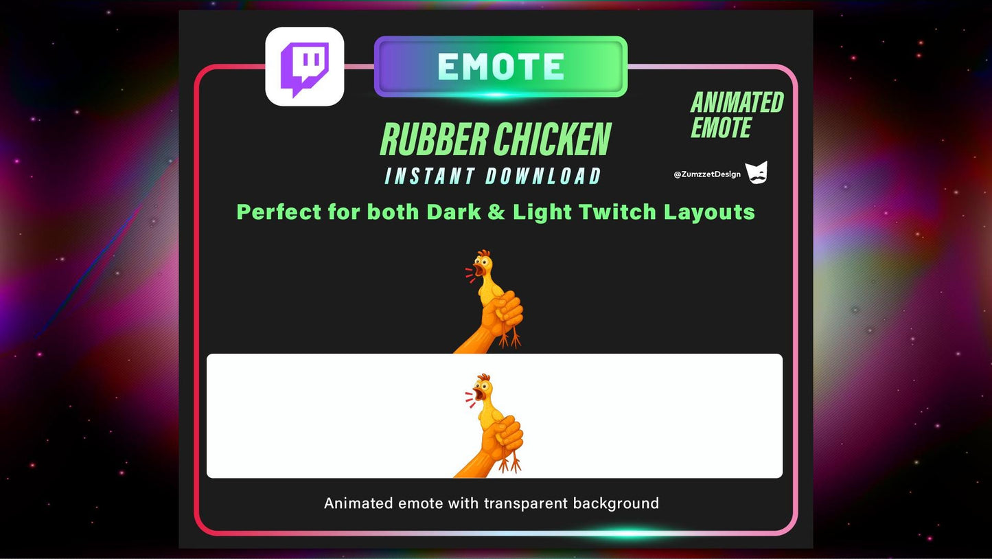 ANIMATED Rubber Chicken Emote for Twitch, Streamer, Gaming, Streaming, Stream Emotes, Funny Emote, Hand Emote
