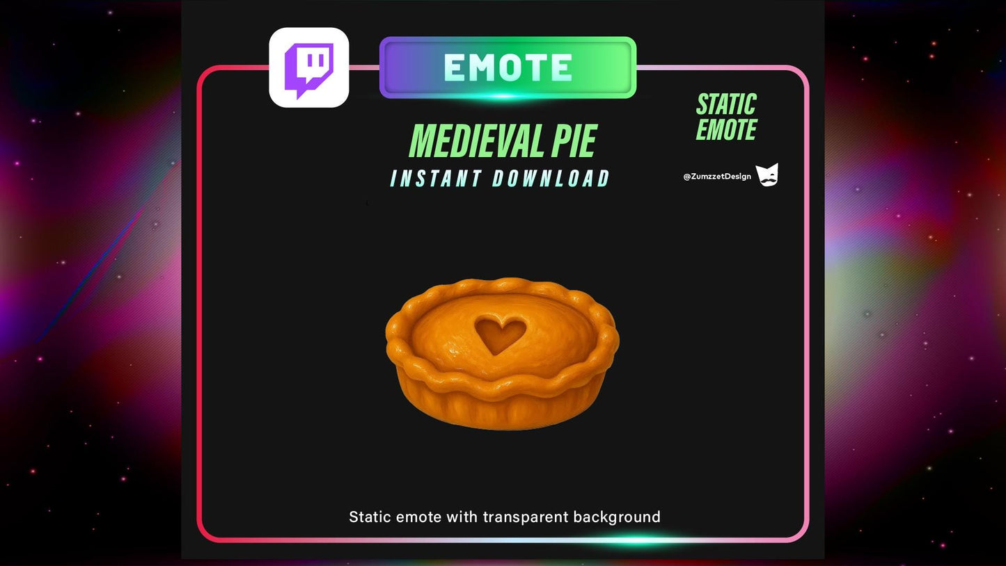 STATIC Medieval Pie Emote Set for Twitch, Streamer RPG, Medieval Gaming, Tavern Emotes, Stream Emotes, Cute Emotes, Food emote