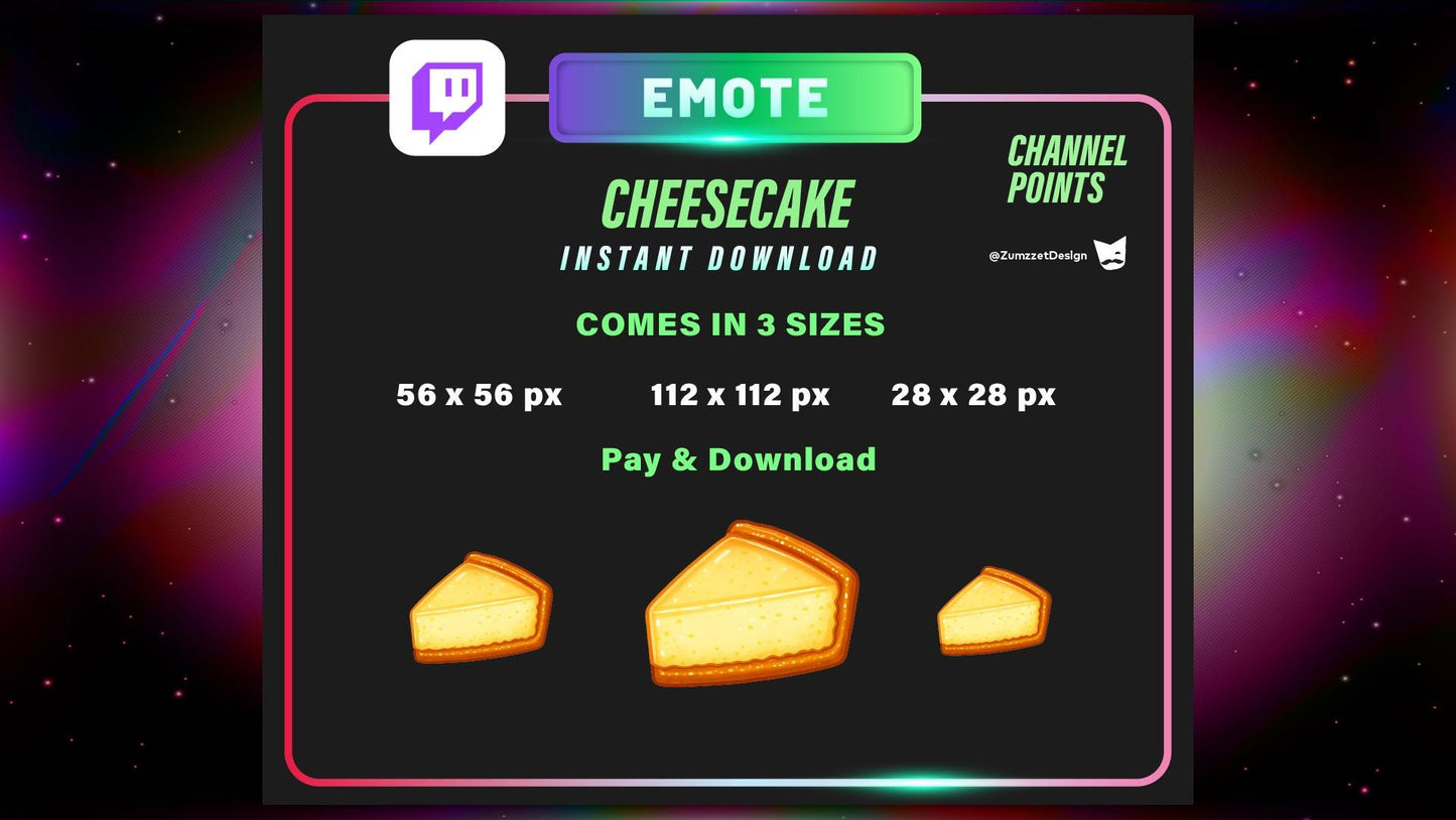 STATIC Cheesecake Emote and Channel Point for Twitch, Streamer, Dessert Emote, Sweets Emote