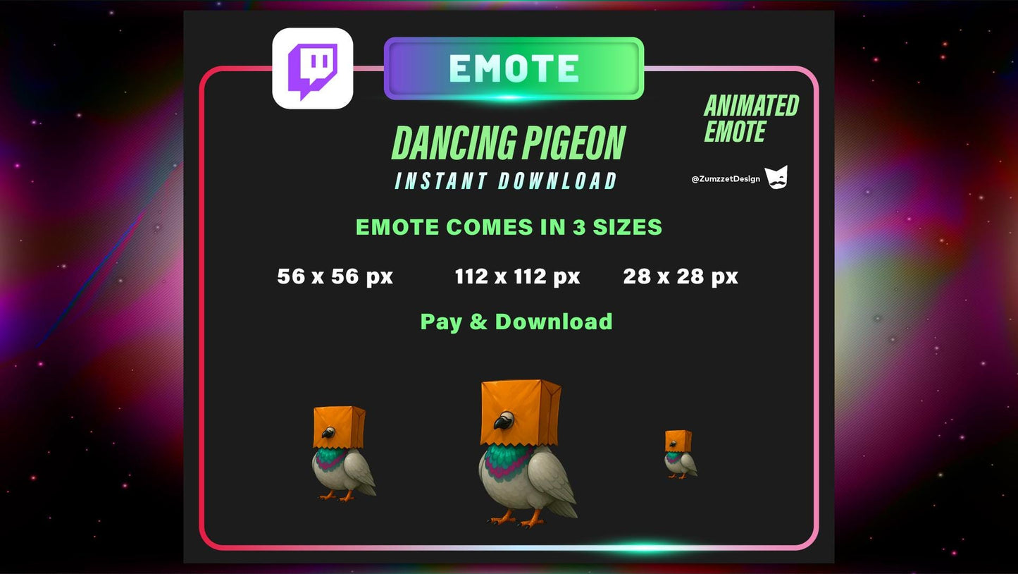 ANIMATED Paper Bag Pigeon Emote for Twitch, Streamer Emote, Bird Emote, Reaction Emote