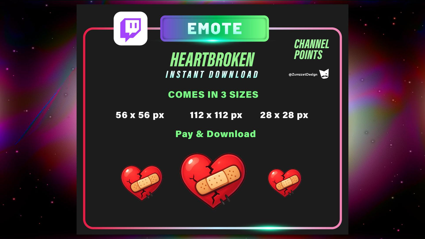STATIC Heartbreak Emote and Channel Point for Twitch, Streamer, Love Emote