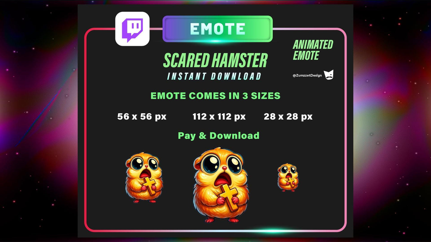 ANIMATED Scared Meme Hamster Emote for Twitch, Animal Emotes, Reaction Emote