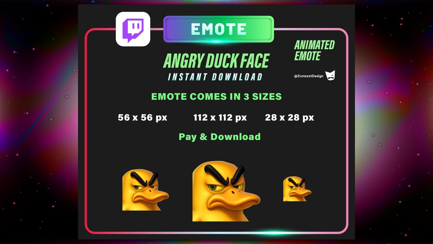 ANIMATED Angry Duck Face Emote for Twitch, Animal Emotes, Reaction Emote