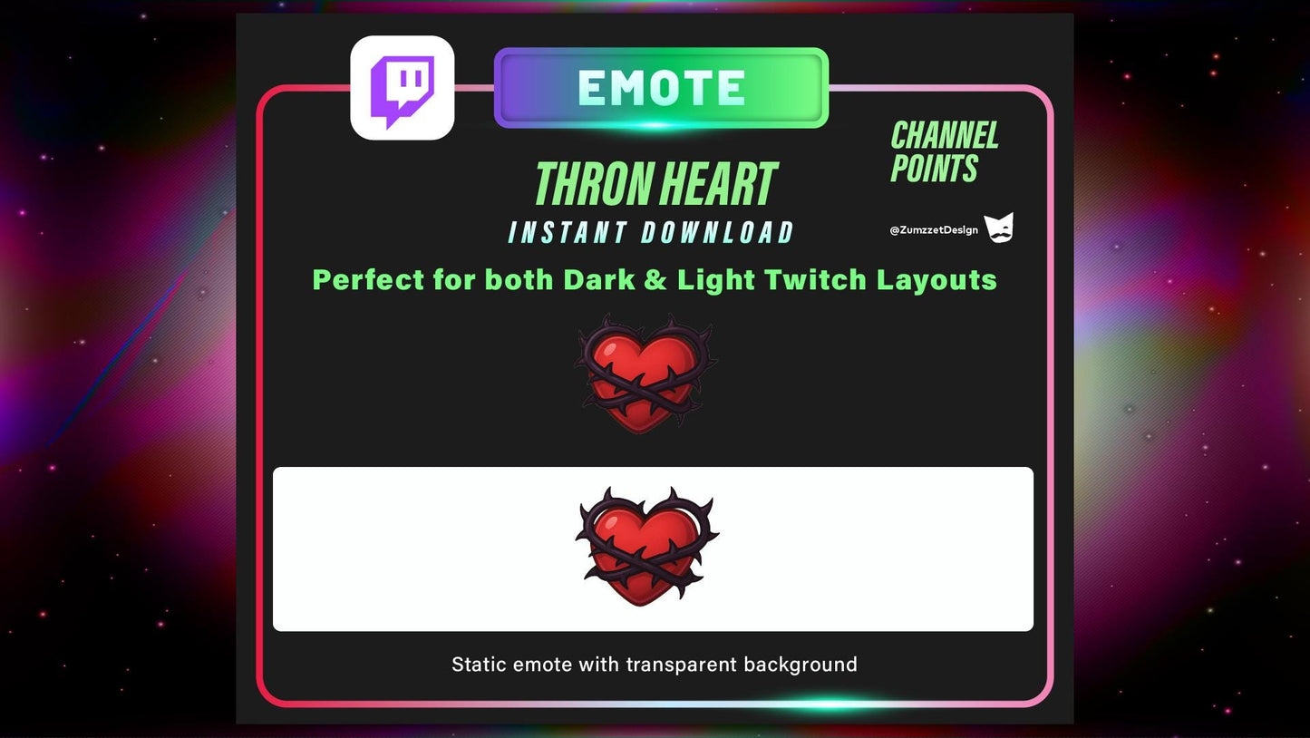 STATIC Thorn Heart Emote and Channel Point for Twitch, Static Sad Love Emote PNG for Drama, Betrayal & Edgy Reactions