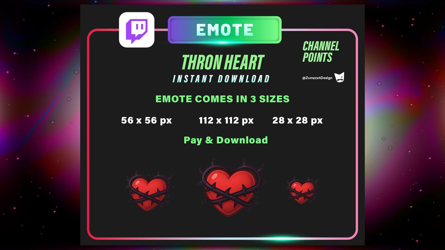 STATIC Thorn Heart Emote and Channel Point for Twitch, Static Sad Love Emote PNG for Drama, Betrayal & Edgy Reactions