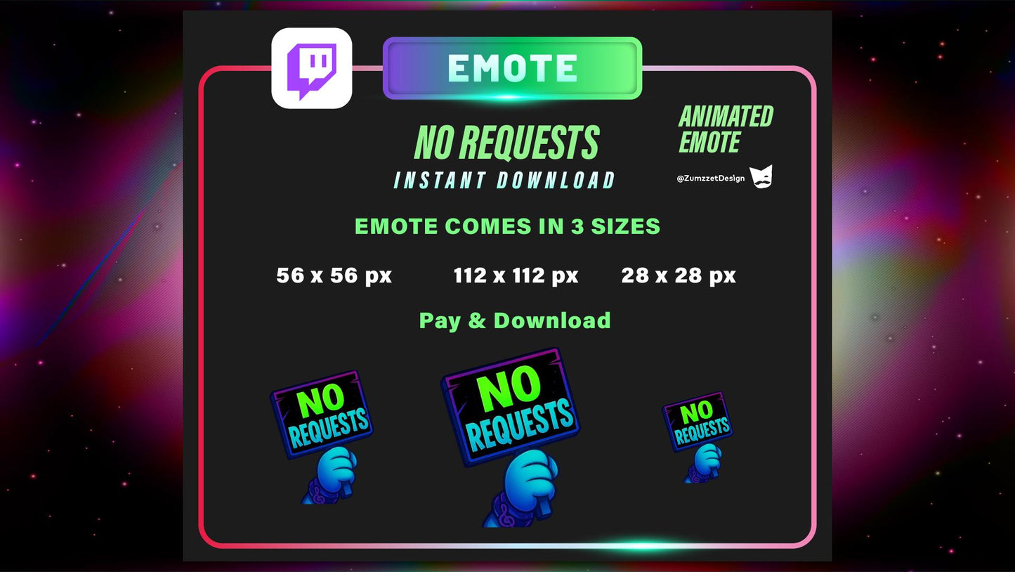 Animated No requests Emote – Funny DJ Reaction Emote for Twitch, Discord, Rave & EDM Streamers, Music Emote
