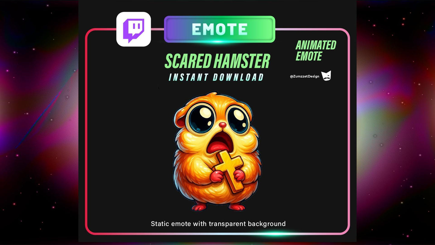 ANIMATED Scared Meme Hamster Emote for Twitch, Animal Emotes, Reaction Emote