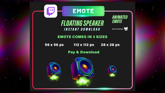 ANIMATED Floating Speaker Box Emote for Twitch, Streamer, EDM, Streaming, Stream Emotes, Glowing Emote, Rave Music Emote