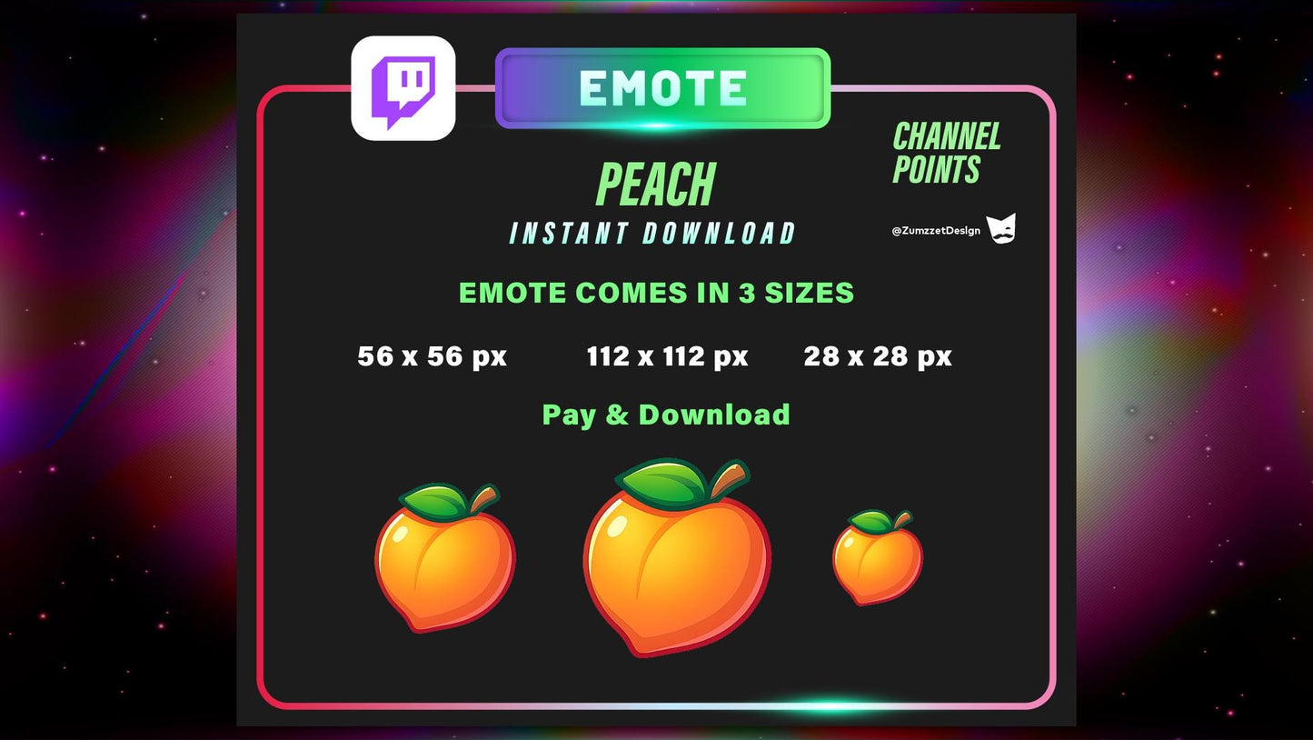 STATIC Peach Channel Point and Emote Set for Twitch, Streamer, Food Streaming, Stream Emotes, Gamer Emote, Fruit Emote