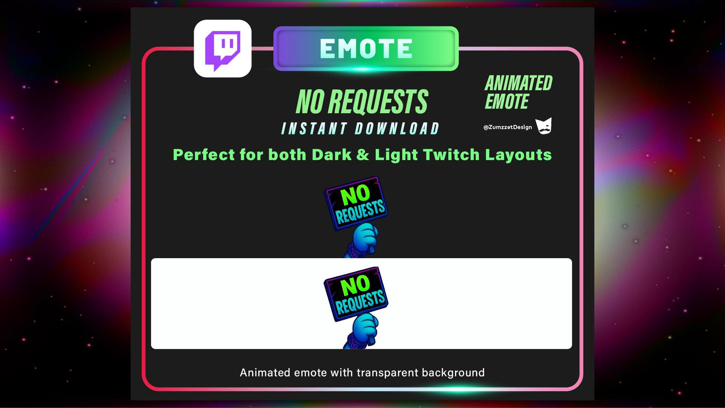 Animated No requests Emote – Funny DJ Reaction Emote for Twitch, Discord, Rave & EDM Streamers, Music Emote