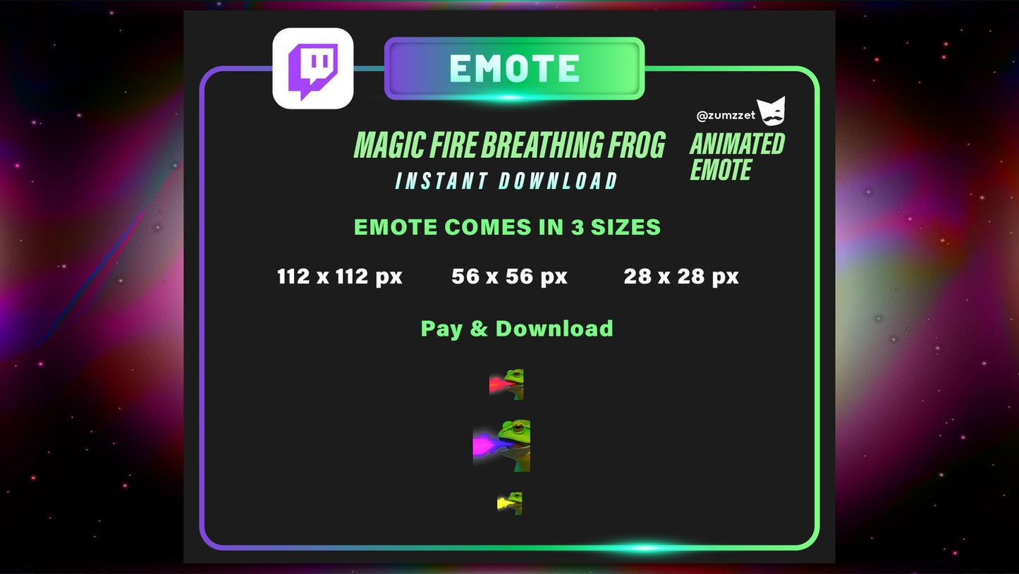 ANIMATED FIRE Breathing Frog Emote for Twitch, Streamer, Gaming, Streaming, Stream Emotes, Reaction Twitch Emote