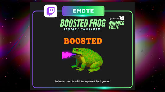 ANIMATED BOOSTED Frog Emote for Twitch, Streamer, Gaming, Streaming,Stream Emotes, Reaction Twitch Emote