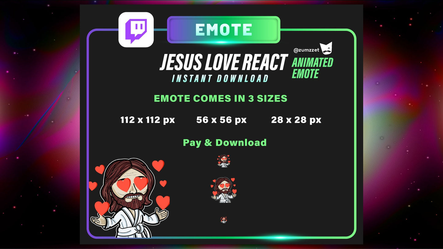 ANIMATED Jesus Emote for Twitch, Streamer, Gaming, Streaming, Stream Emotes, God Emotes, Heart Emote