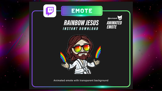 ANIMATED RAINBOW Jesus Emote  for Twitch,  Streamer, Gaming, Streaming, Stream Emotes