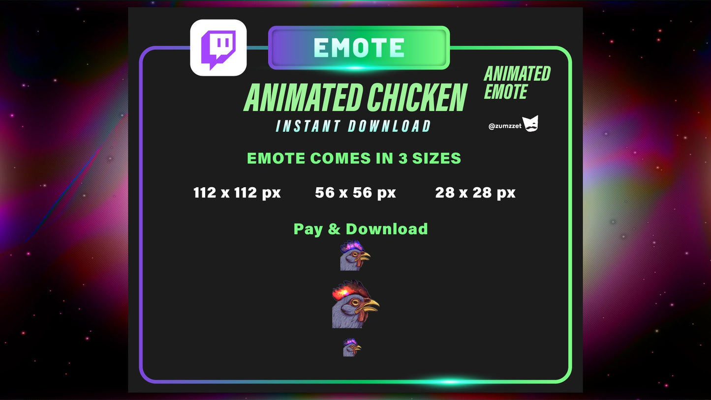 ANIMATED Chicken Emote for Twitch, Streamer, Gaming, Streaming, Stream Emotes | Reaction Emote, Hen Emote