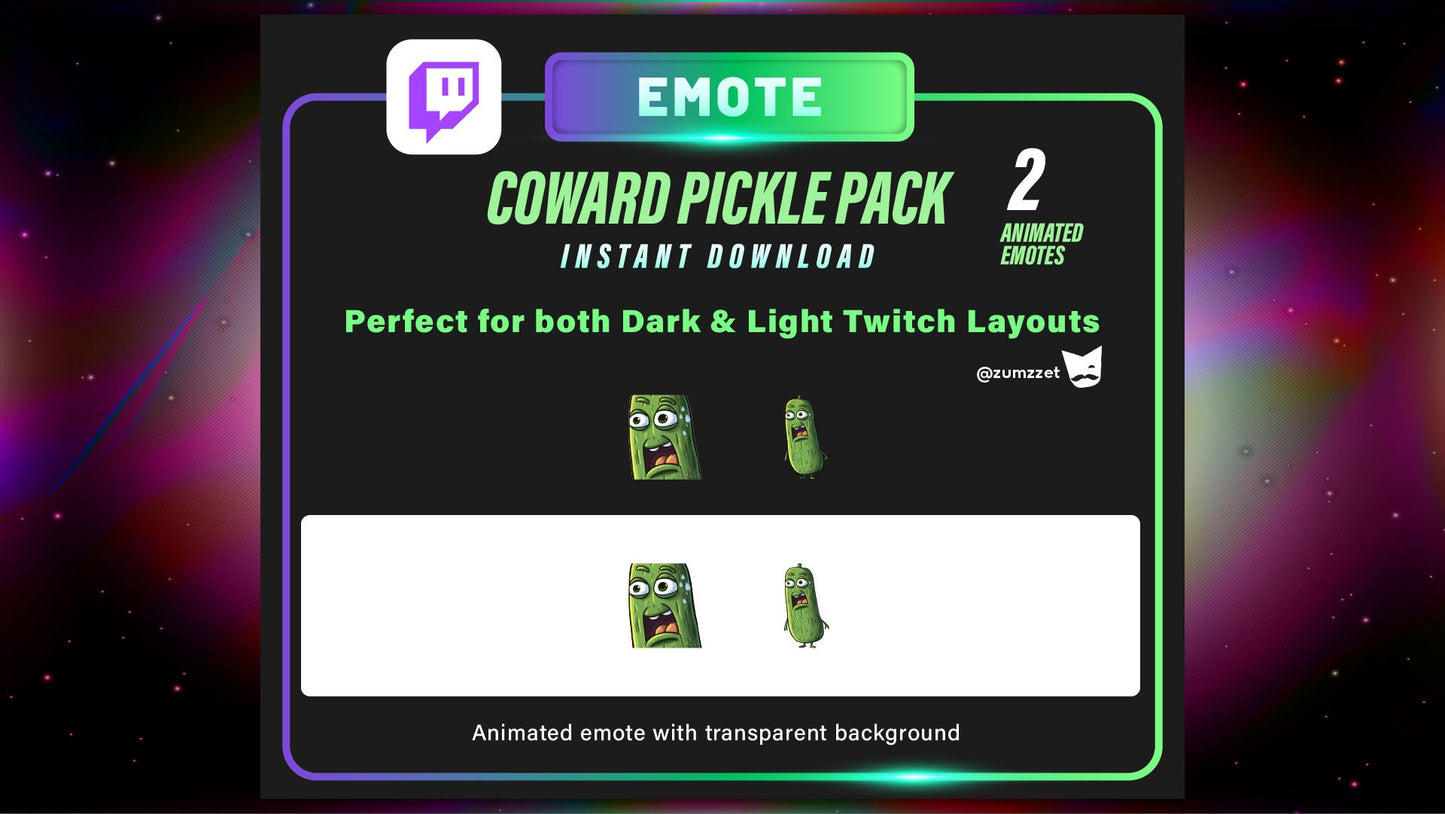 ANIMATED 2 Pickle Emote Set for Twitch,Streamer, Gaming, Streaming, Stream Emotes, Reaction Twitch Emote