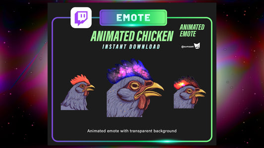 ANIMATED Chicken Emote for Twitch, Streamer, Gaming, Streaming, Stream Emotes | Reaction Emote, Hen Emote