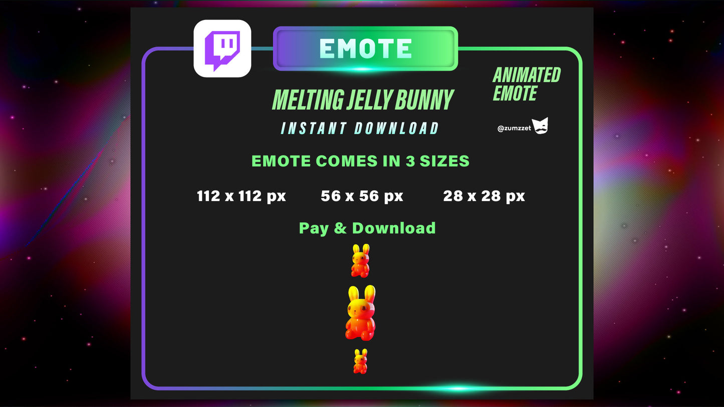 ANIMATED Bunny Emote for Twitch, Streamer, Gaming, Streaming, Stream Emotes, Rabbit, Gummy Rabbit Emote