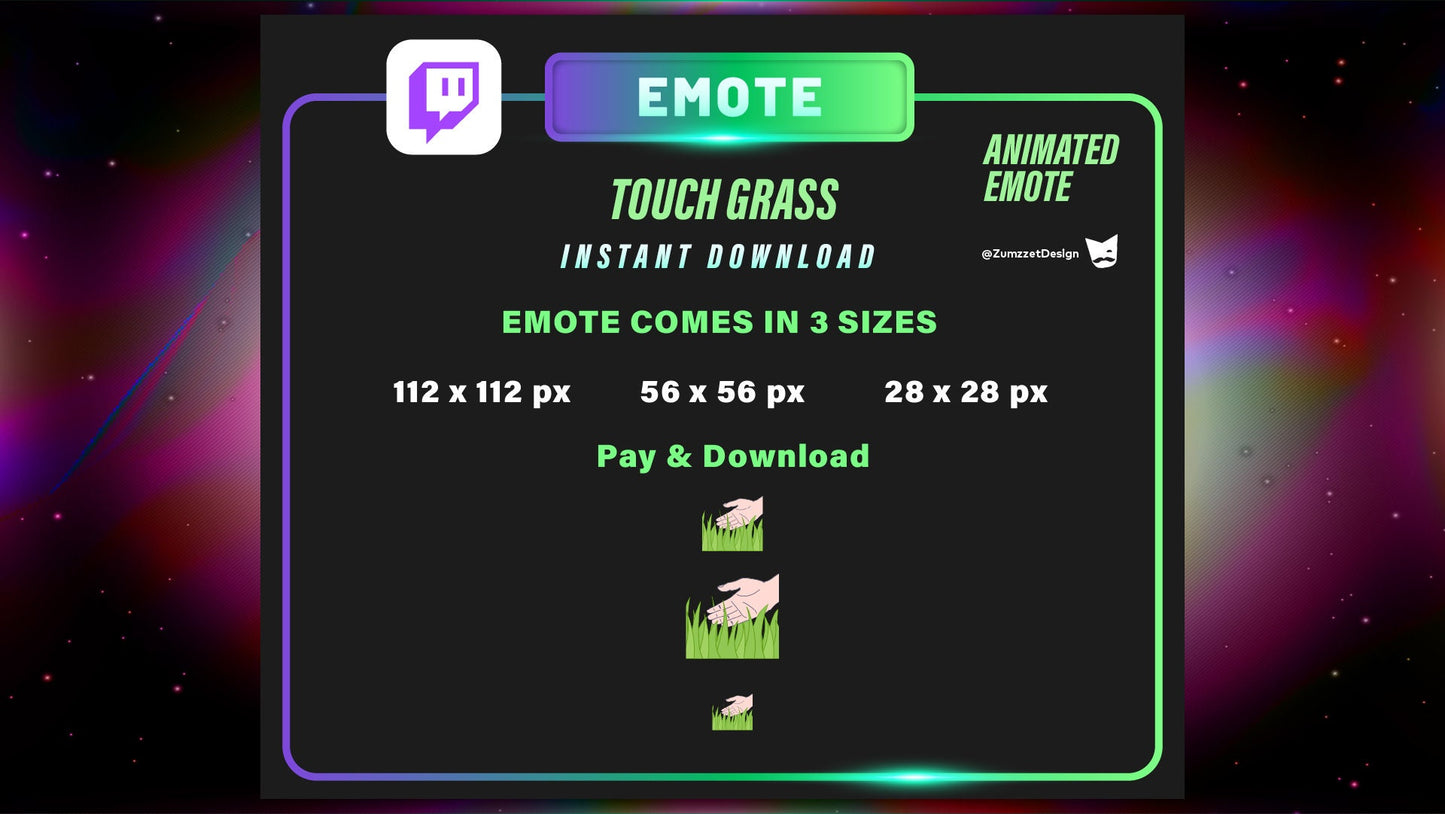 ANIMATED Touch Grass Emote for Twitch, Streamer, Gaming, Streaming, Stream Emotes, Funny Emote