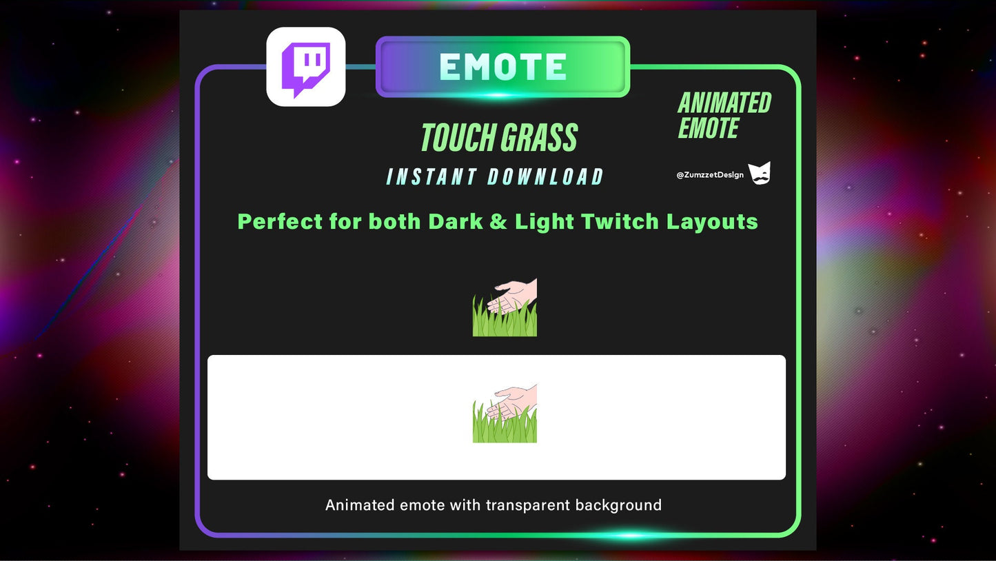 ANIMATED Touch Grass Emote for Twitch, Streamer, Gaming, Streaming, Stream Emotes, Funny Emote
