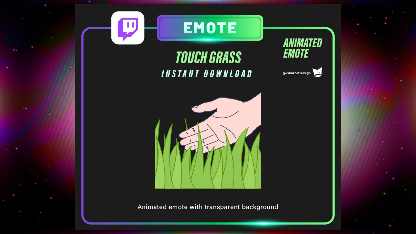 ANIMATED Touch Grass Emote for Twitch, Streamer, Gaming, Streaming, Stream Emotes, Funny Emote