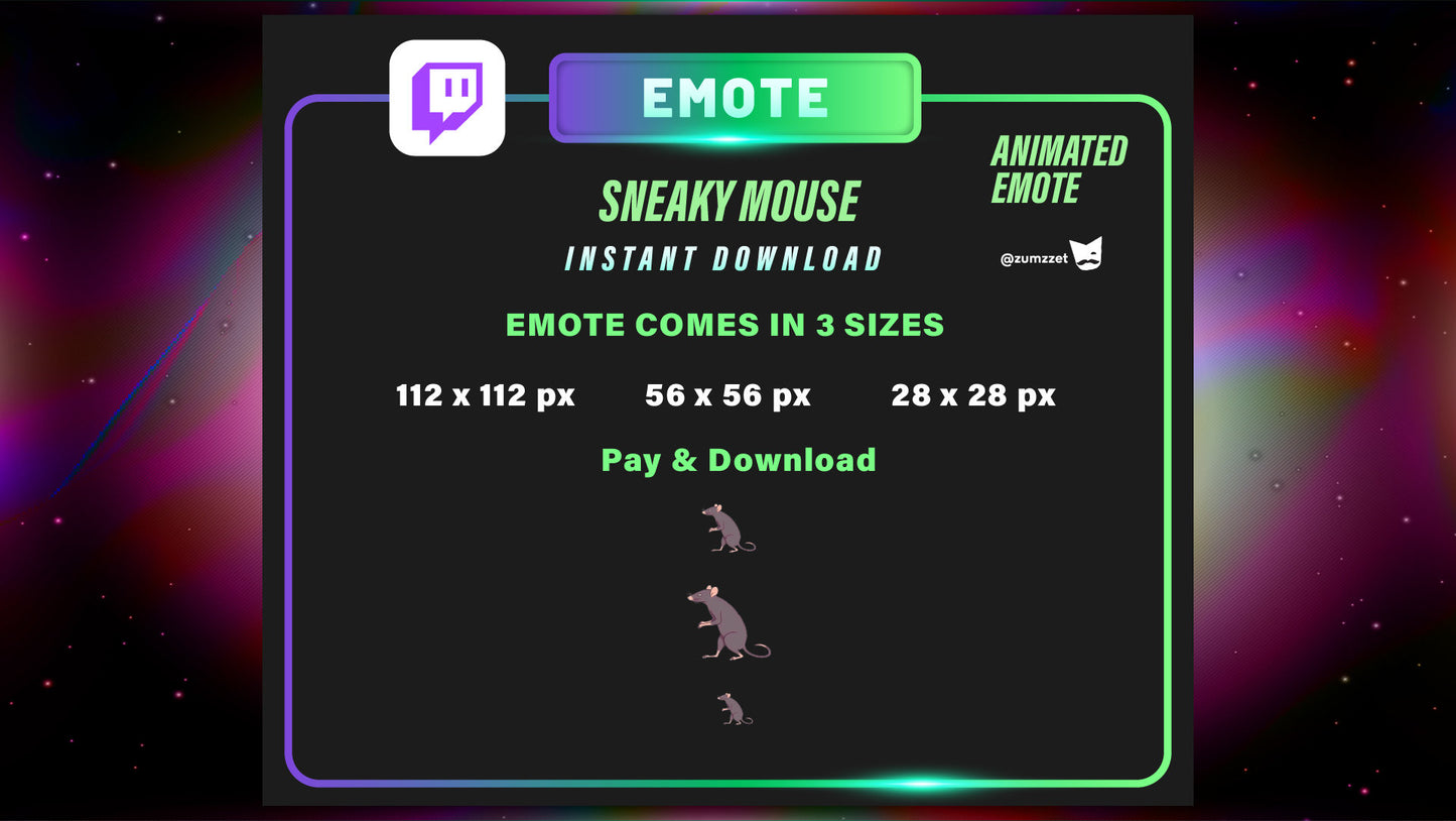 ANIMATED Rat Emote for Twitch, Streamer, Gaming, Streaming, Stream Emotes, Mouse Emote, Rodent Emote