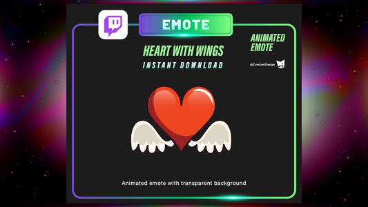 ANIMATED Heart with Wings Emote for Twitch, Streamer, Gaming, Valentines Emote ,Stream Emotes, Love Emote, Red Heart Twitch Emote