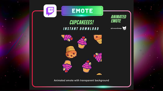 ANIMATED Raining Cupcakes  Emote  for Twitch, Streamer, Gaming, Streaming, Stream Emotes, Gamer Emote
