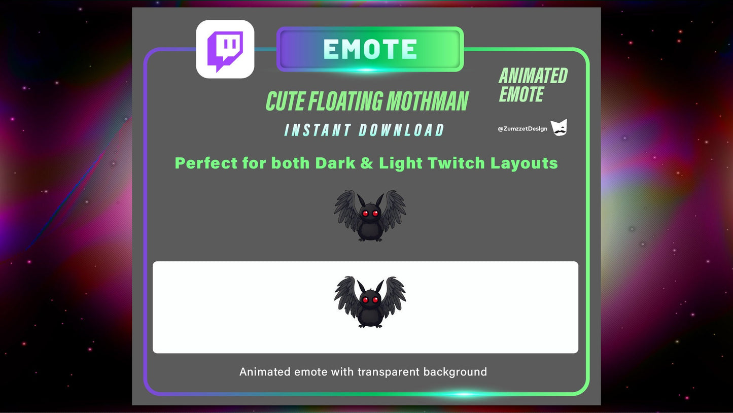 ANIMATED Mothman Emote for Twitch, Streamer, Gaming, Streaming, Stream Emotes, Cryptid, Monster Emote