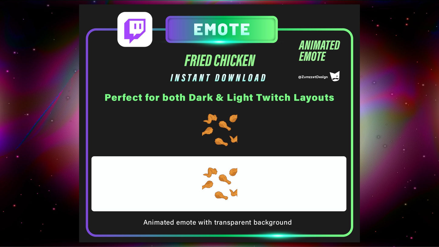 ANIMATED Raining Fried Chicken Emote  for Twitch,  Streamer, Gaming, Streaming, Stream Emotes, Gamer Emote