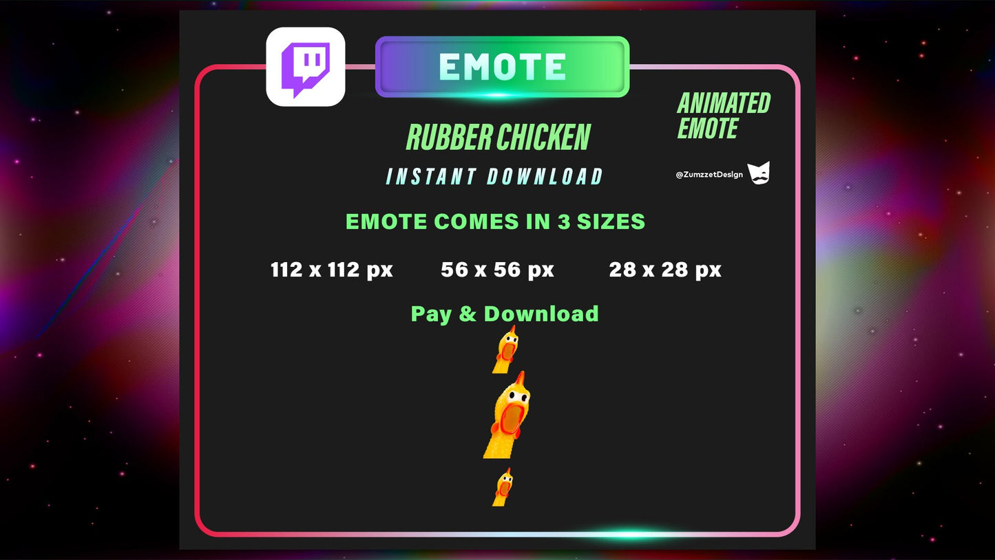 ANIMATED Screaming Yellow Rubber Chicken Emote for Twitch, Streamer, Gaming, Streaming, Stream Emotes,