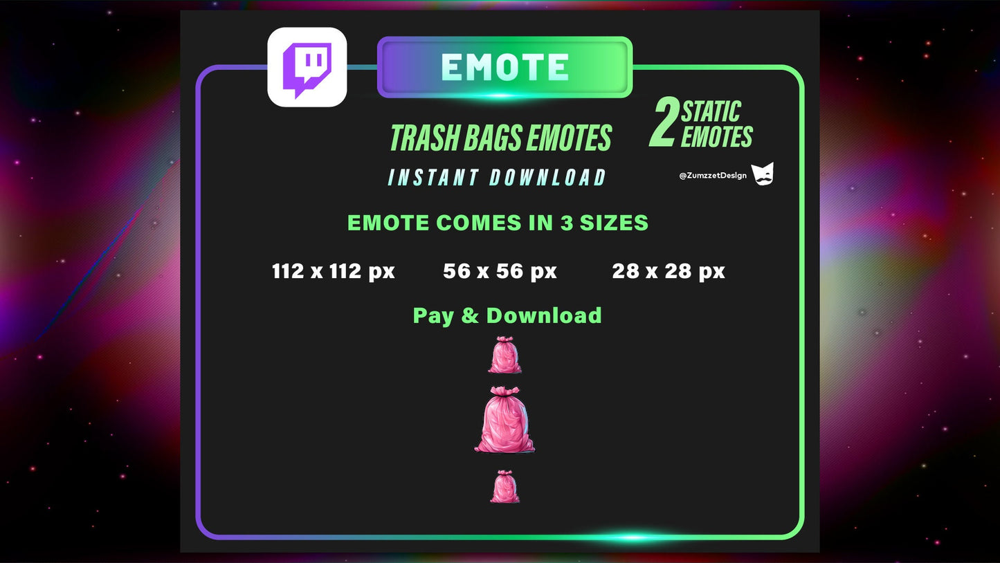 STATIC Trash Bags Emote Set for Twitch, Streamer, Gaming, Streaming, Stream Emotes, Gamer Emote, Garbage Trash