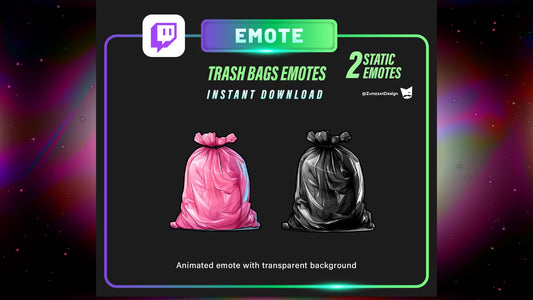 STATIC Trash Bags Emote Set for Twitch, Streamer, Gaming, Streaming, Stream Emotes, Gamer Emote, Garbage Trash
