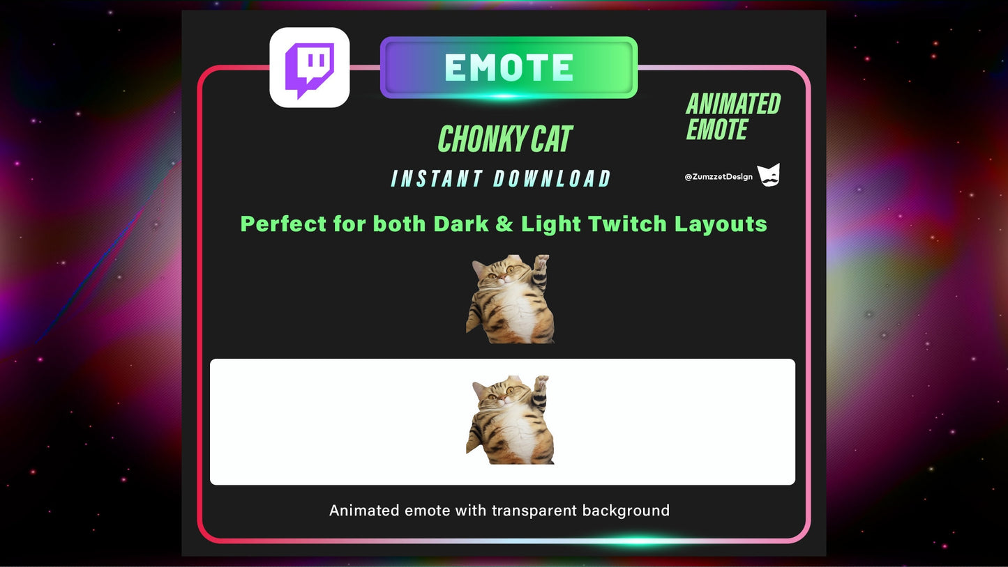 ANIMATED Chonky Cat for Twitch, Streamer, Gaming, Streaming, Stream Emotes, Cute cat Emote, Tabby Cat