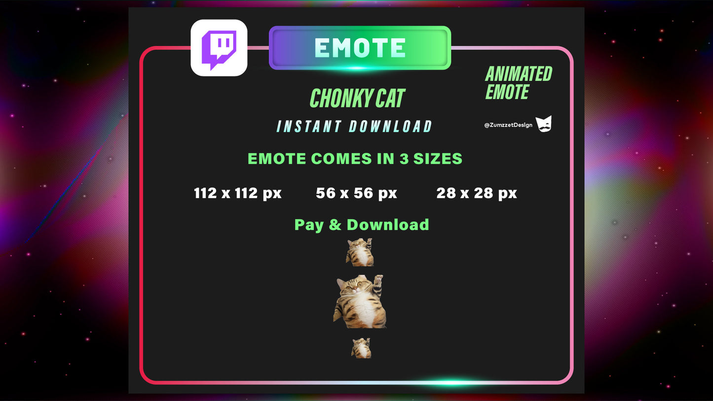 ANIMATED Chonky Cat for Twitch, Streamer, Gaming, Streaming, Stream Emotes, Cute cat Emote, Tabby Cat