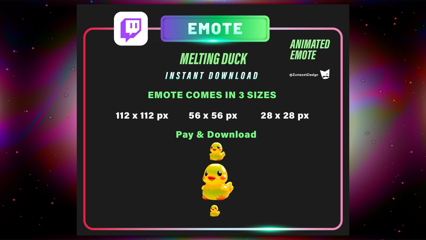 ANIMATED Duck Emote for Twitch, Streamer, Gaming, Streaming, Stream Emotes, Ducky, Gummy Duck Emote