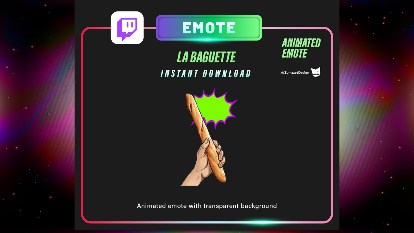 ANIMATED La Baguette Emote for Twitch, Streamer, Gaming, Streaming, Stream Emotes, Funny Emote, Bread Emote