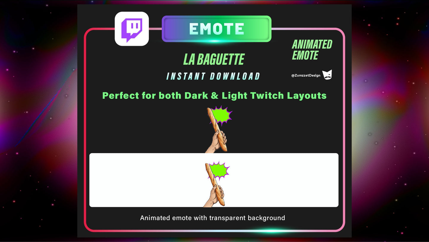 ANIMATED La Baguette Emote for Twitch, Streamer, Gaming, Streaming, Stream Emotes, Funny Emote, Bread Emote