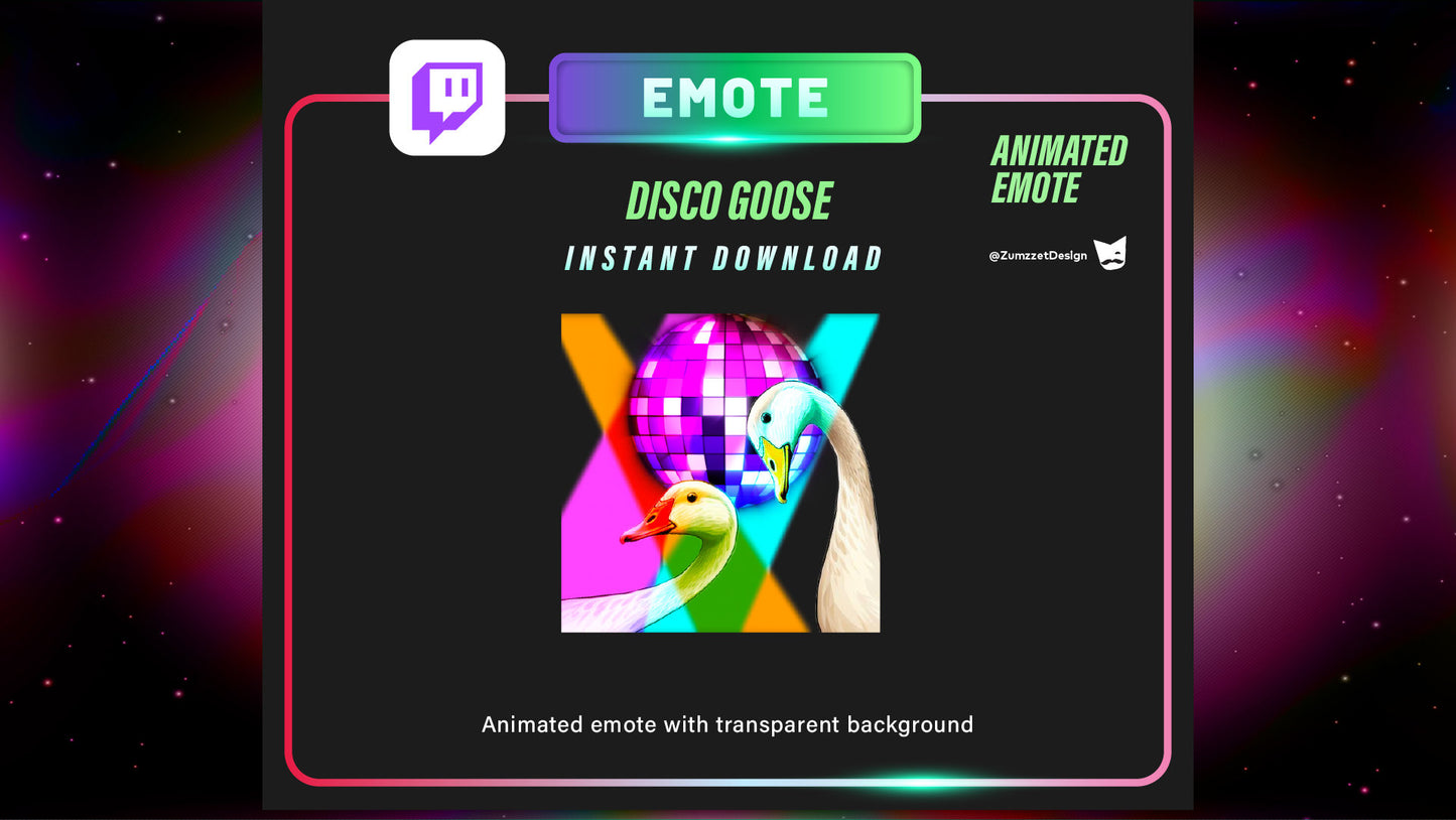 ANIMATED Disco ball Goose Emote  for Twitch,  Streamer, Gaming, Streaming, Stream Emotes, Gamer Emote,