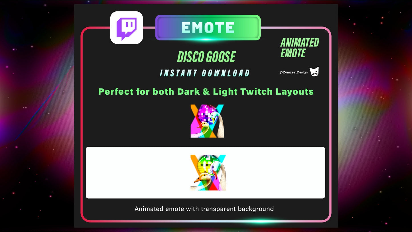 ANIMATED Disco ball Goose Emote  for Twitch,  Streamer, Gaming, Streaming, Stream Emotes, Gamer Emote,