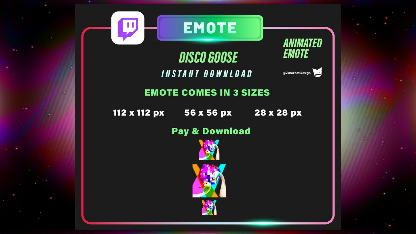 ANIMATED Disco ball Goose Emote  for Twitch,  Streamer, Gaming, Streaming, Stream Emotes, Gamer Emote,